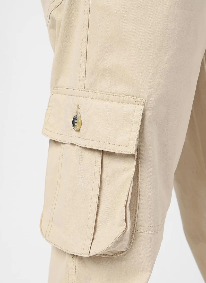 Urbano Fashion  Urbano Fashion Men's Cream Regular Fit Solid Cargo Chino Pant with 6 Pockets for Men | Best Price UAE